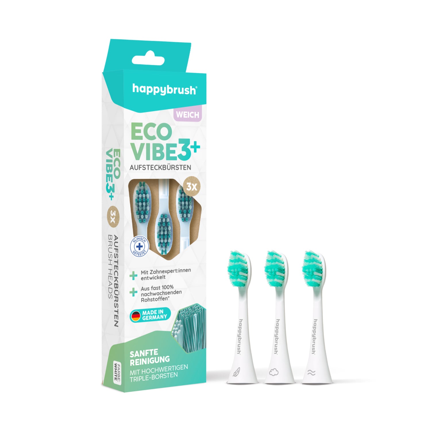 Aufsteckbürsten Eco VIBE 3+ | White-Mint