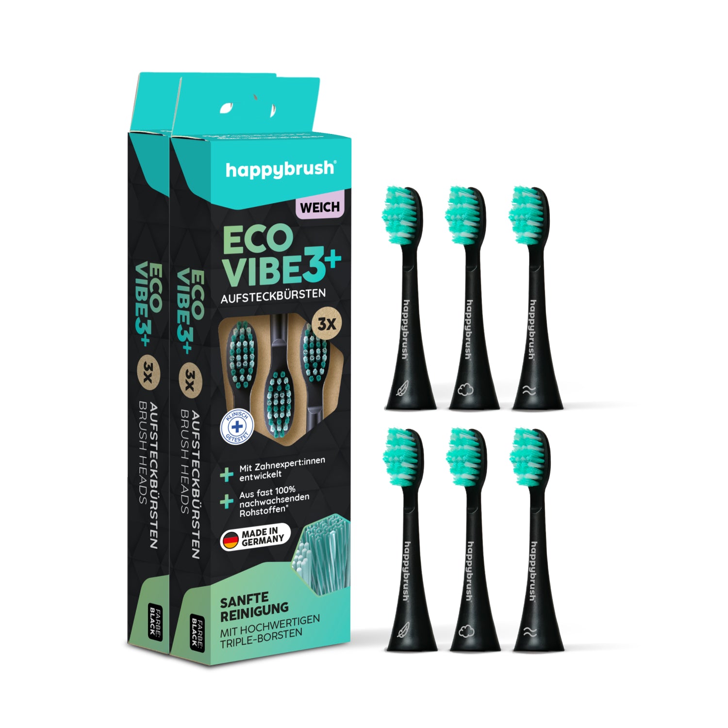Aufsteckbürsten Eco VIBE 3+ | Black-Mint