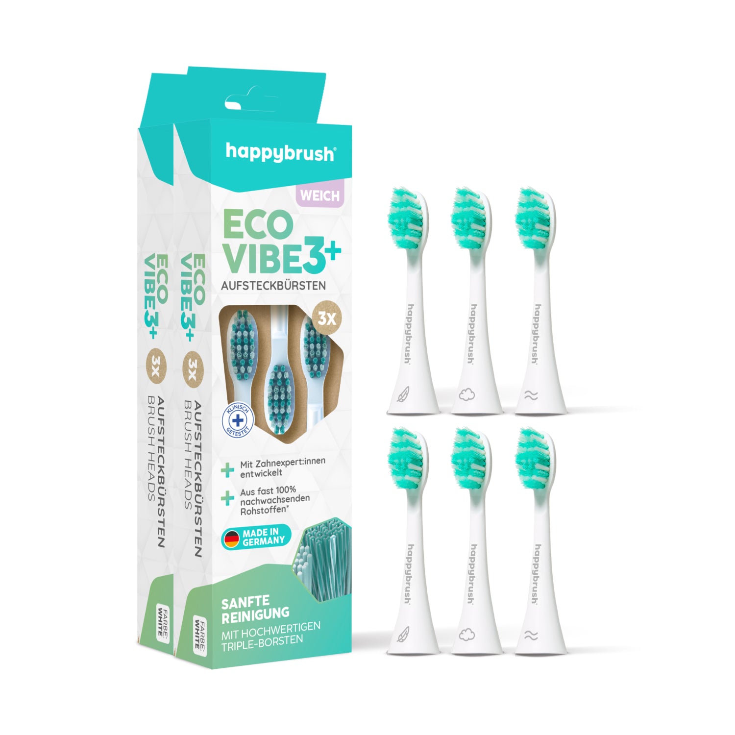 Aufsteckbürsten Eco VIBE 3+ | White-Mint