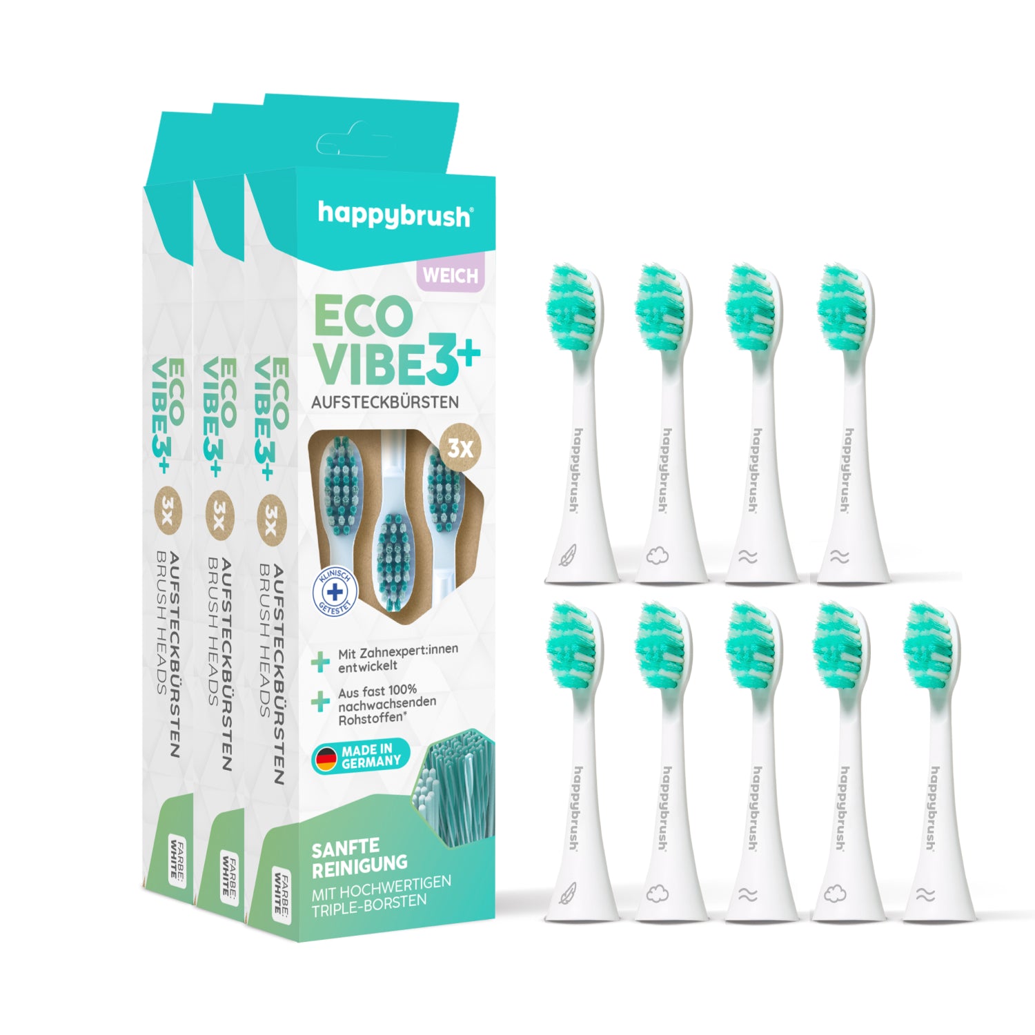 Aufsteckbürsten Eco VIBE 3+ | White-Mint