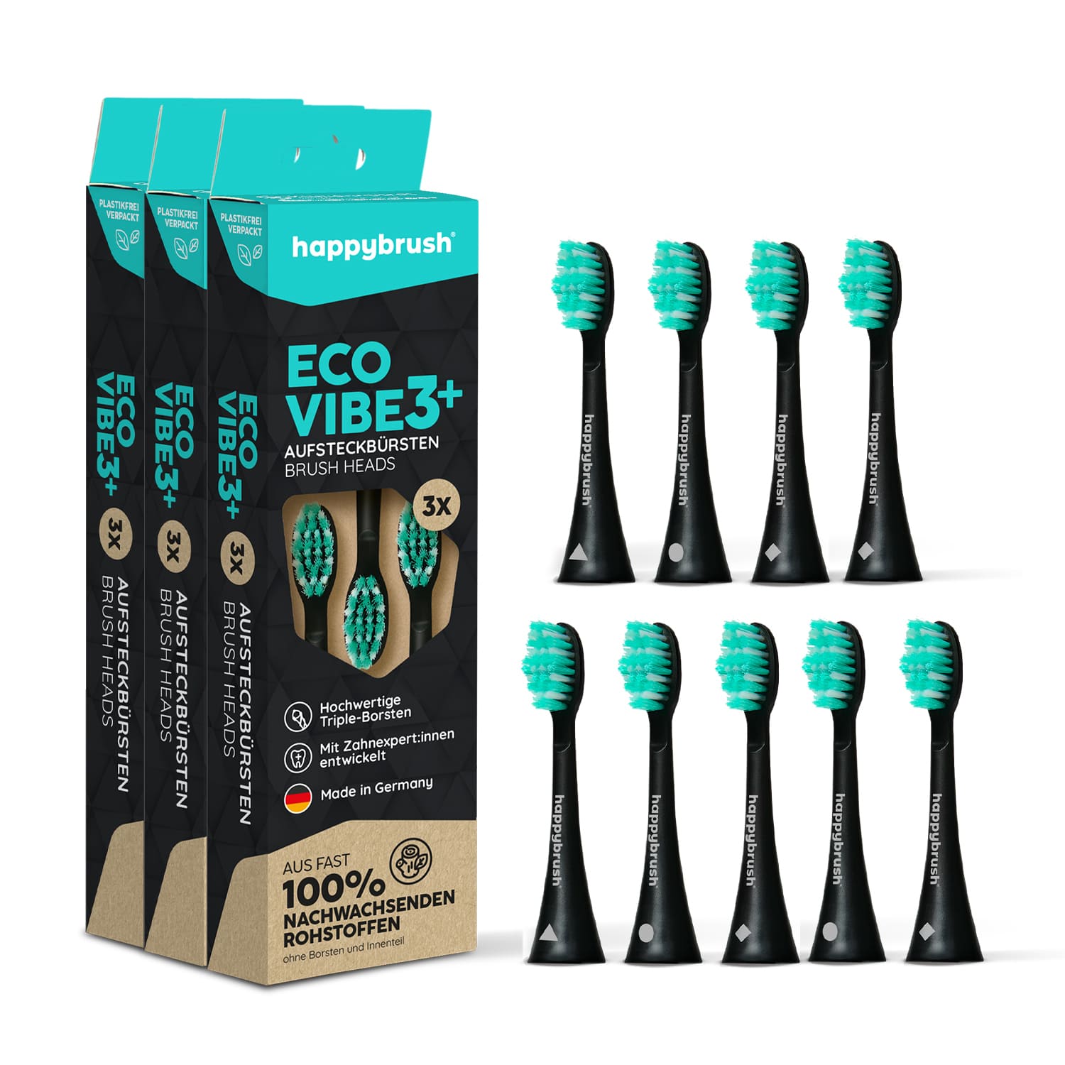 Aufsteckbürsten Eco VIBE 3+ | Black-Mint