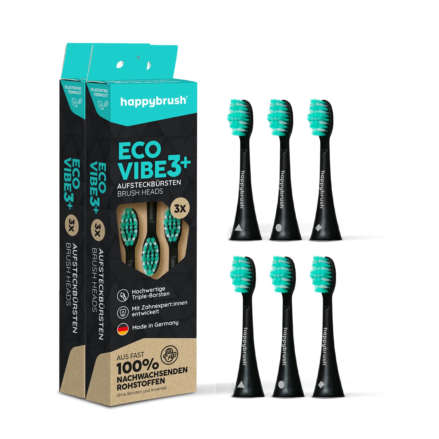 Aufsteckbürsten Eco VIBE 3+ | Black-Mint