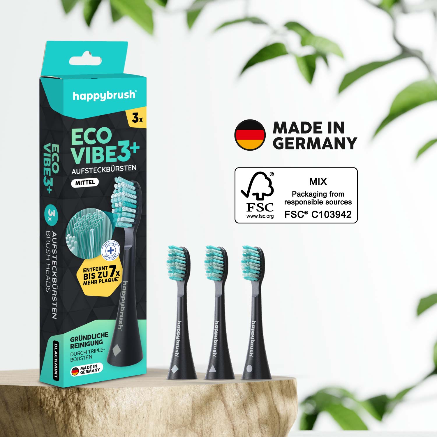 Aufsteckbürsten Eco VIBE 3+ | Black-Mint