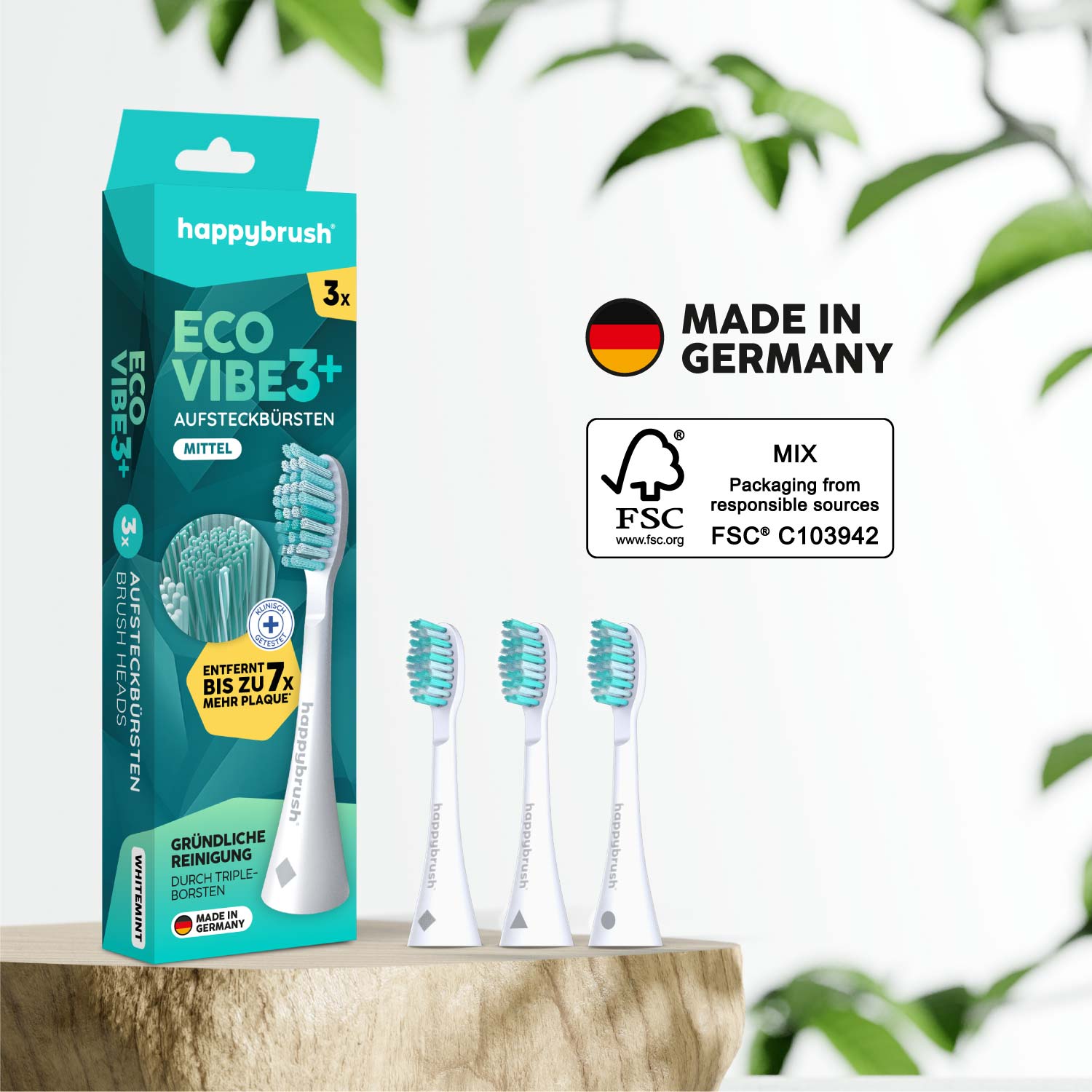 Aufsteckbürsten Eco VIBE 3+ | White-Mint