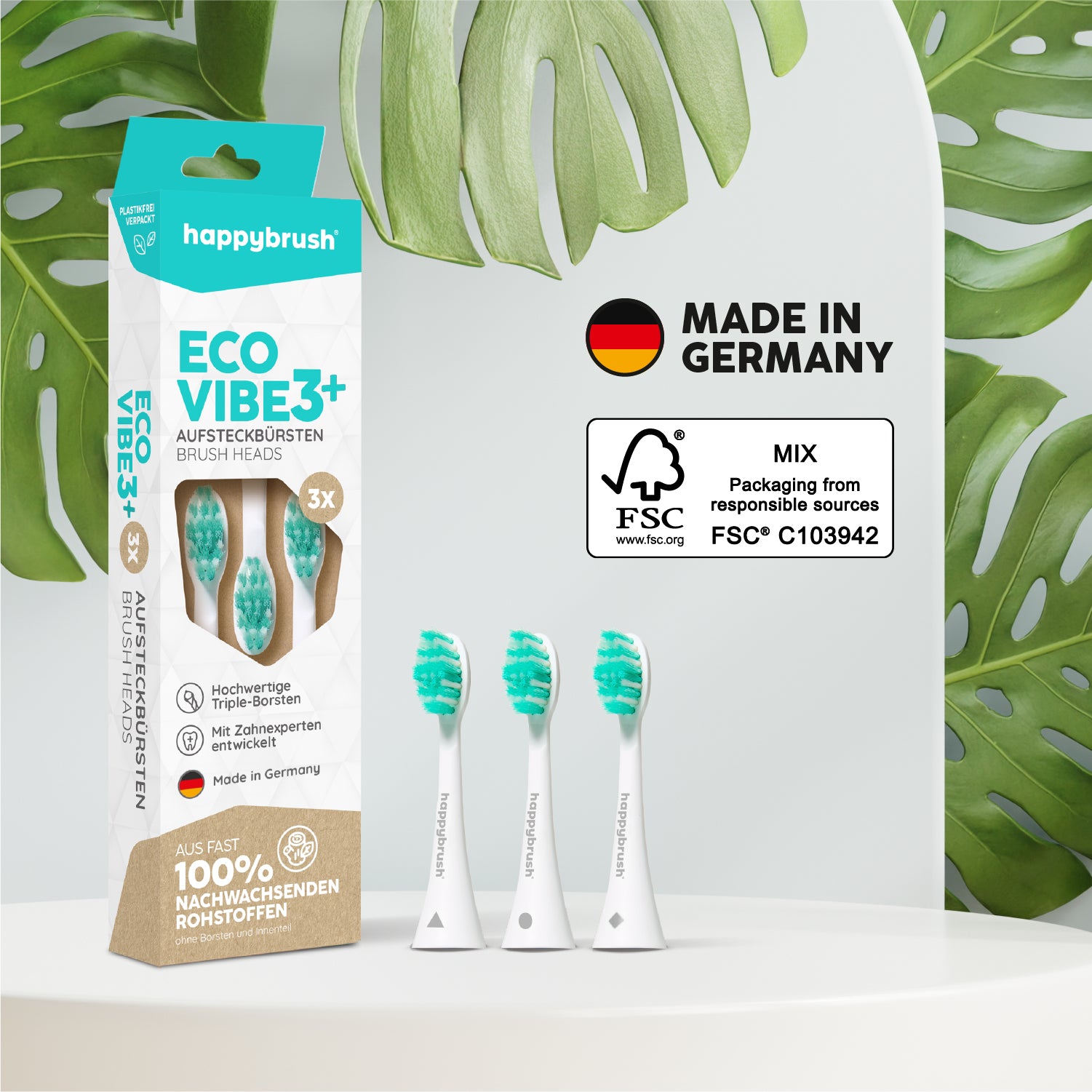 Aufsteckbürsten Eco VIBE 3+ | White-Mint