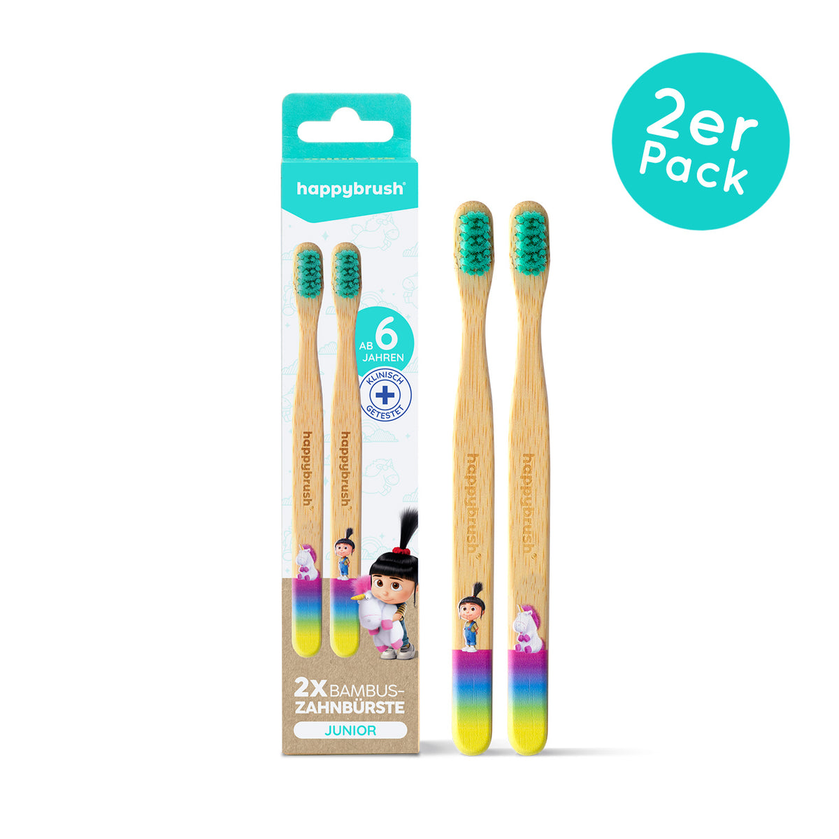 2x Bambus-Zahnbürste Junior von happybrush