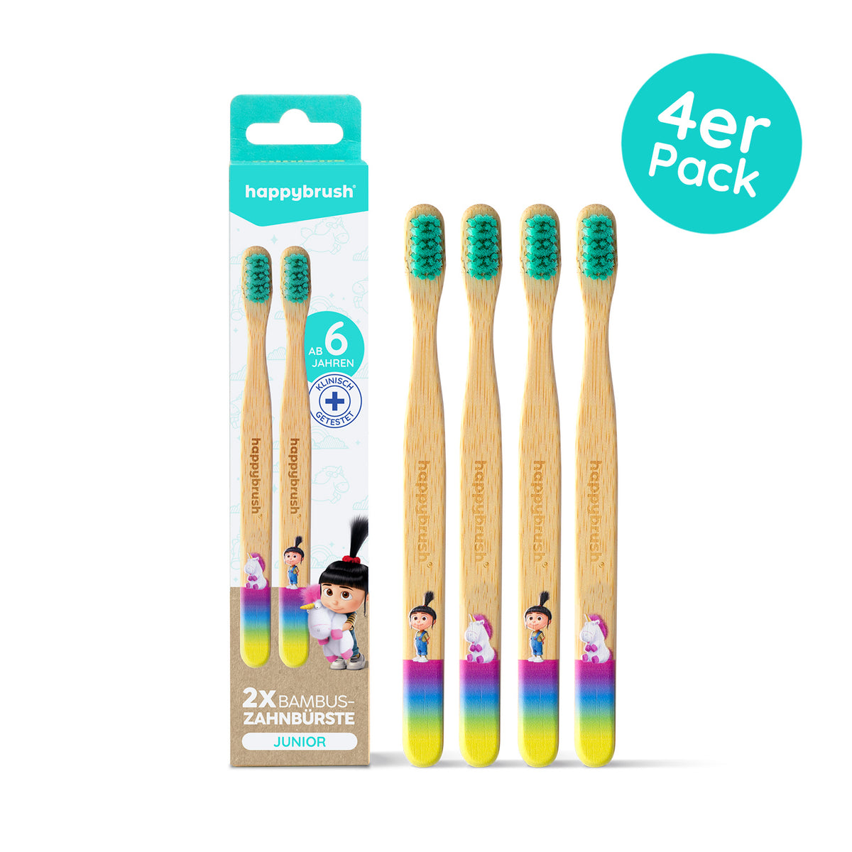 4er Pack Bambus-Zahnbürste von happybrush