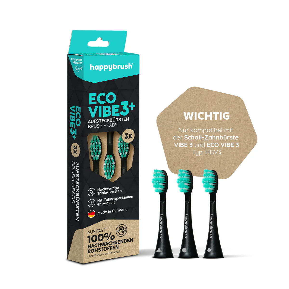 Aufsteckbürsten Eco VIBE 3+ | Black-Mint